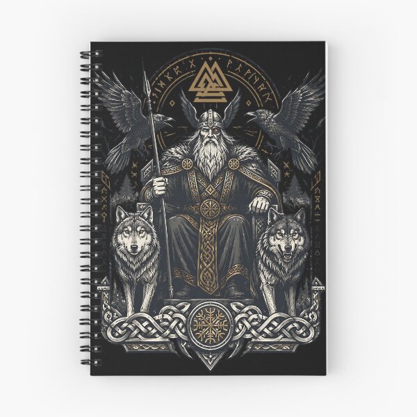 Item preview, Odin Allfather on Throne Valknut Norse Runes Art designed and sold by DarkOriginArts.