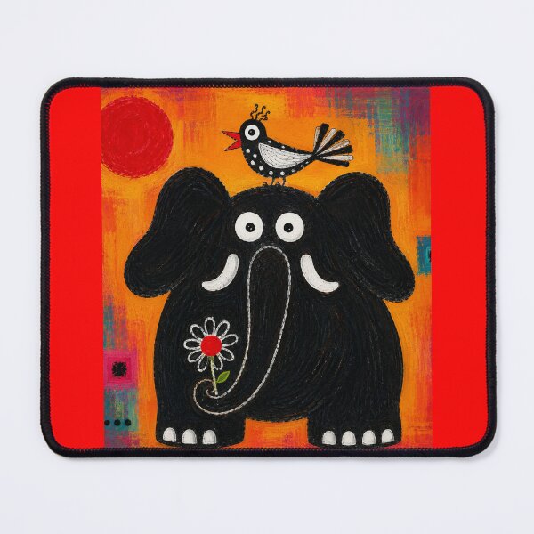 Item preview, Naive Outsider Art Elephant with Bird designed and sold by ZunZunArt.