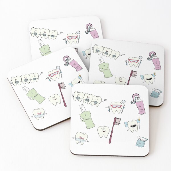 Item preview, Cute Tooth Characters Pattern - Dental Care Kids Sticker Set, Dentist Gift, Oral Hygiene Cartoon designed and sold by karolaart.