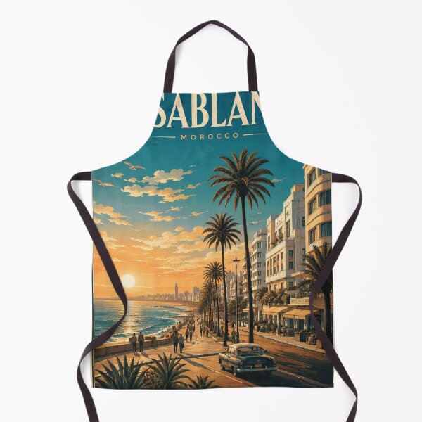 Aperçu de l'œuvre Casablanca Morocco Vintage Travel Poster | Retro Atlantic Coast Wall Art | Art Deco Morocco Print | Nostalgic Coastal Illustration créée et vendue par Watchyyy.