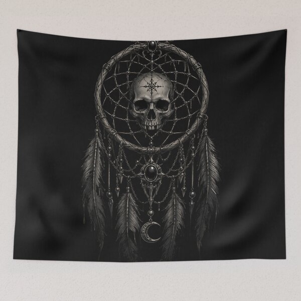 Item preview, Gothic Skull Dreamcatcher Chaos Magic Star Crescent Moon designed and sold by DarkOriginArts.