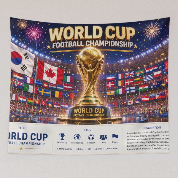 Item preview,  Global Soccer Celebration 2026 – United Nations 3D Festival  Label  designed and sold by PaintMeWorld.