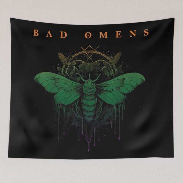 Item preview, Bad Omens Death Head Green Moth Vintage Occult Splatter Metalcore designed and sold by Twindluzz.