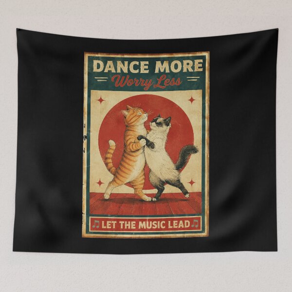 Item preview, Retro Dancing Cats Music Poster Whimsical Vintage Pet designed and sold by ferminhays.