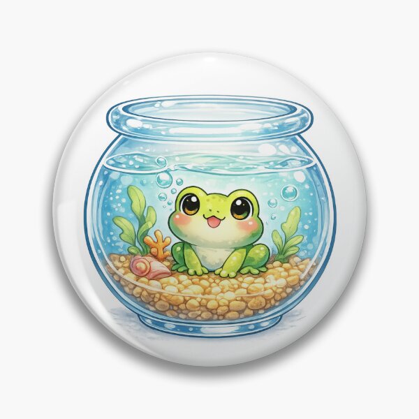 Item preview, Cute Happy Frog in Fishbowl designed and sold by ajamzbox.