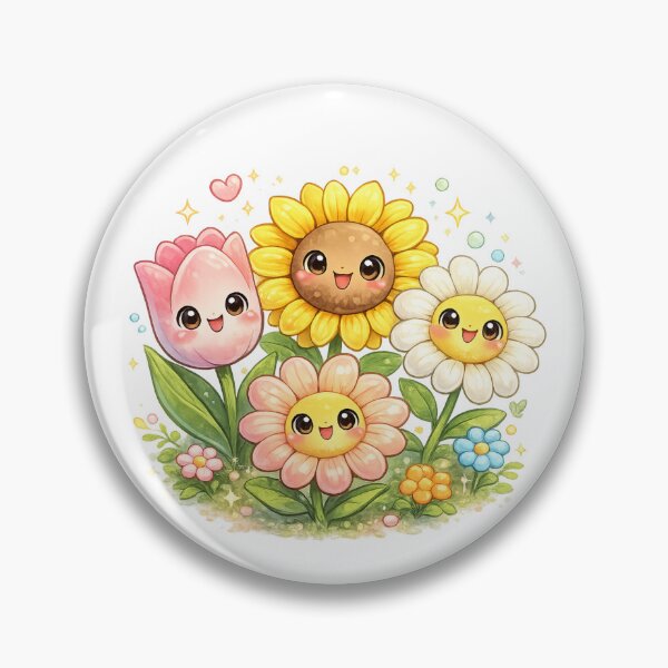 Item preview, Cute Smiling Garden Flower Friends designed and sold by ajamzbox.