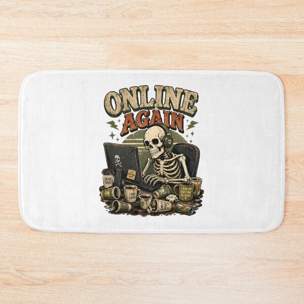 Item preview, Online Again Funny Gamer Skeleton Coffee Addict  designed and sold by Mr Lee.
