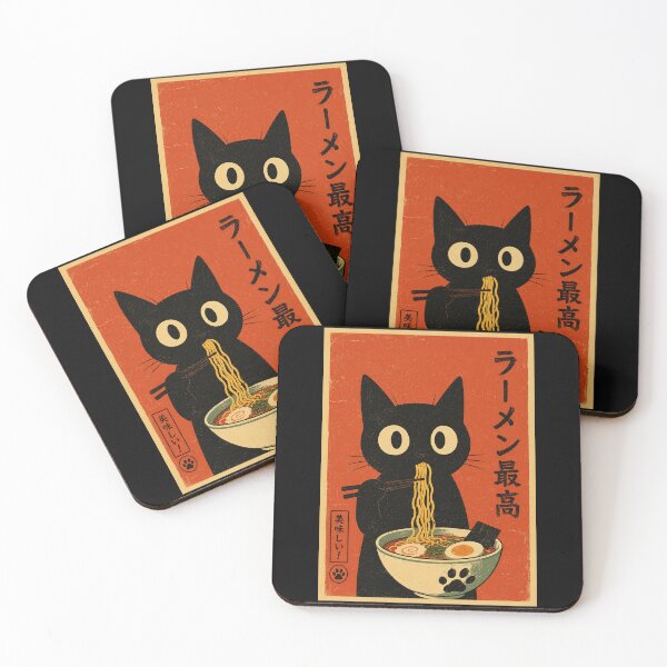 Item preview, Retro Black Cat Ramen Poster Japanese Kawaii Noodle designed and sold by eliramaison.
