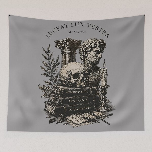 Item preview, Dark Academia Memento Mori Skull Greek Statue Books designed and sold by DarkOriginArts.