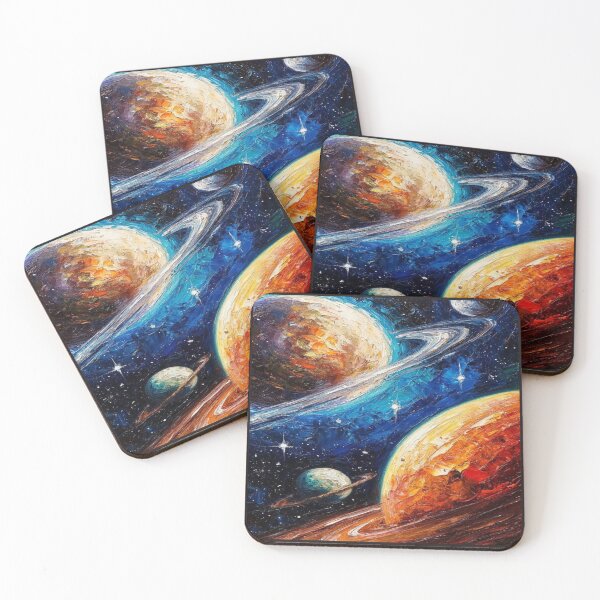 Item preview, Textured Galaxy Planets Painting Artwork  designed and sold by NivyasArtistry.