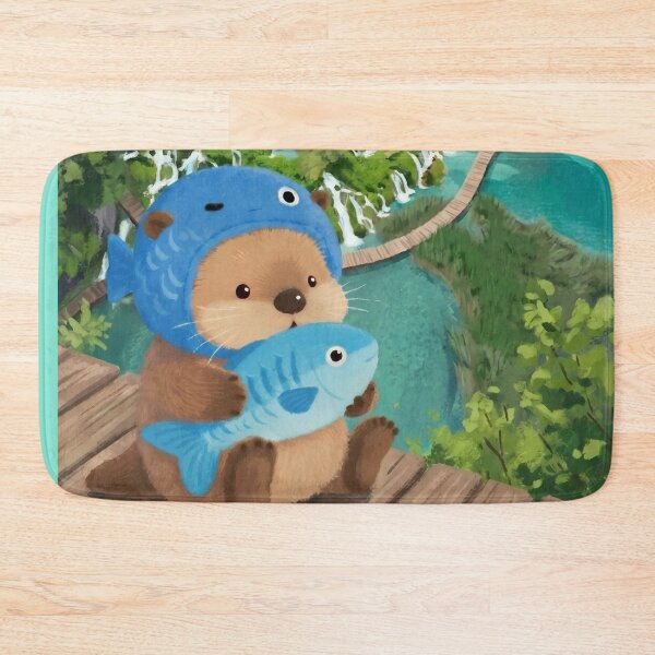 Item preview, Cute Sitting Otter with Little Fish - Kawaii Animal designed and sold by SpiriTravels.