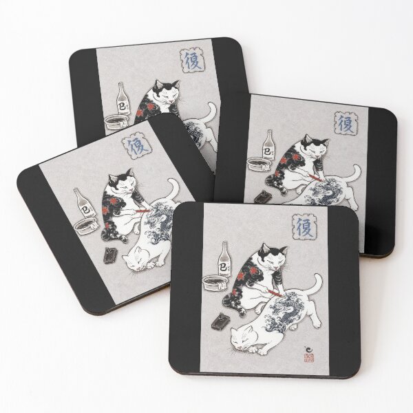 Item preview, Japanese Tattoo Cats Vintage Ink Style Playful Ukiyo Inspired designed and sold by Modaozushi216.