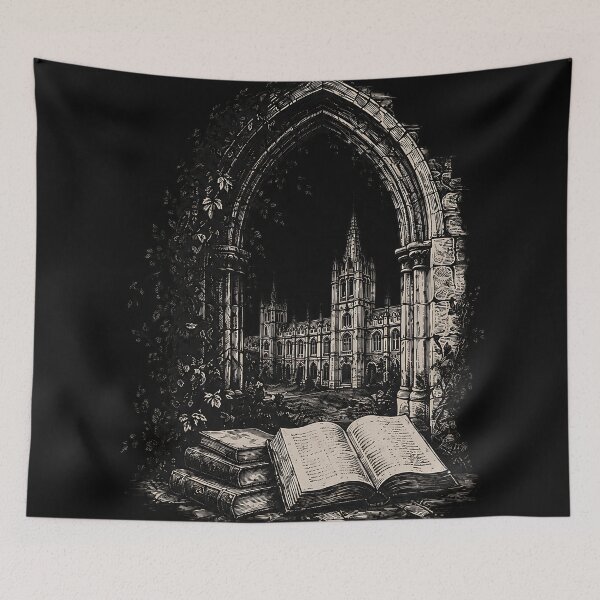 Item preview, Dark Academia Gothic Cathedral Ivy Arch Library Vintage Art designed and sold by DarkOriginArts.