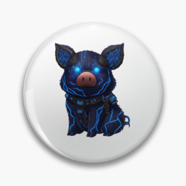 Item preview, Dark Tech Blue Piglet - Overcharged Neon Sci-Fi Creature designed and sold by TheDesingLab.