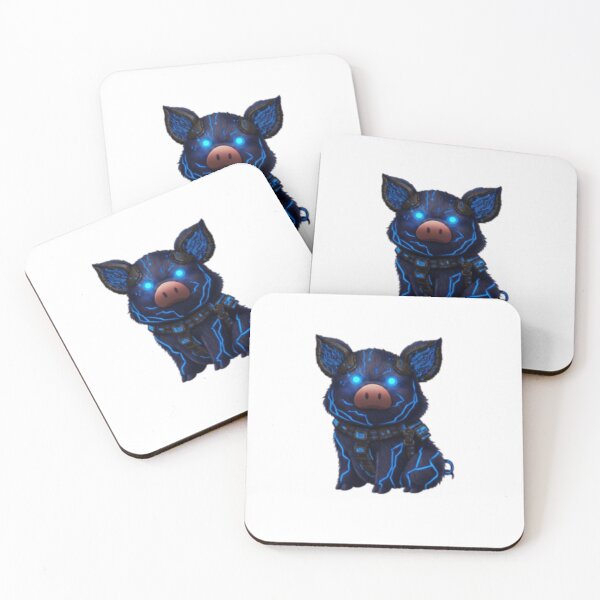 Item preview, Dark Tech Blue Piglet - Overcharged Neon Sci-Fi Creature designed and sold by TheDesingLab.
