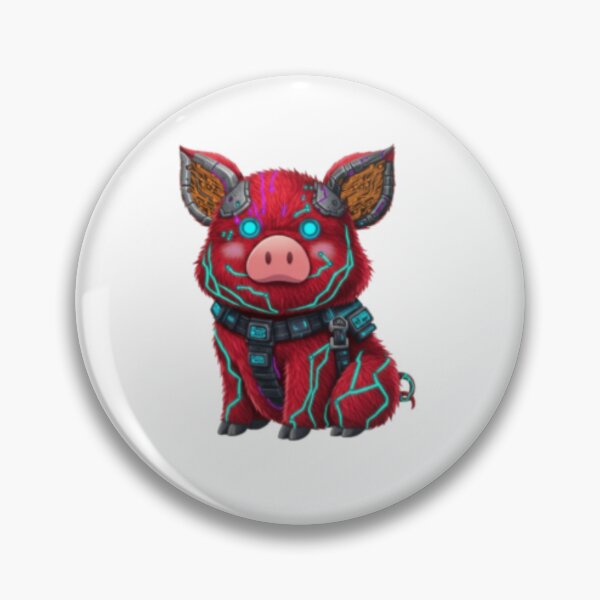 Item preview, Cyber Mech Red Piglet - Neon Sci-Fi Cyborg Creature designed and sold by TheDesingLab.