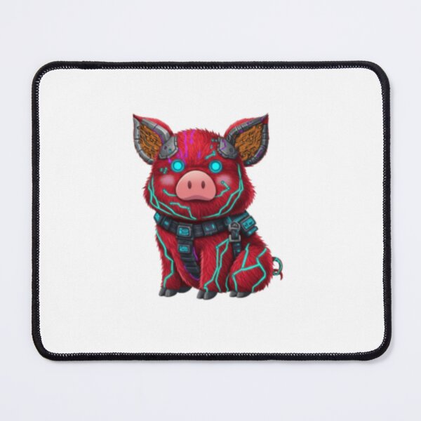Item preview, Cyber Mech Red Piglet - Neon Sci-Fi Cyborg Creature designed and sold by TheDesingLab.