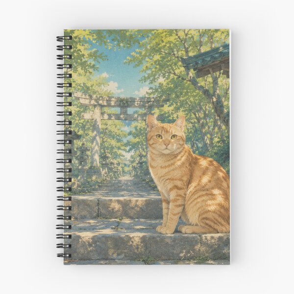 Item preview, Ginger Cat at Japanese Shrine in Summer - Vintage Japanese Art designed and sold by WabiSabiArts.