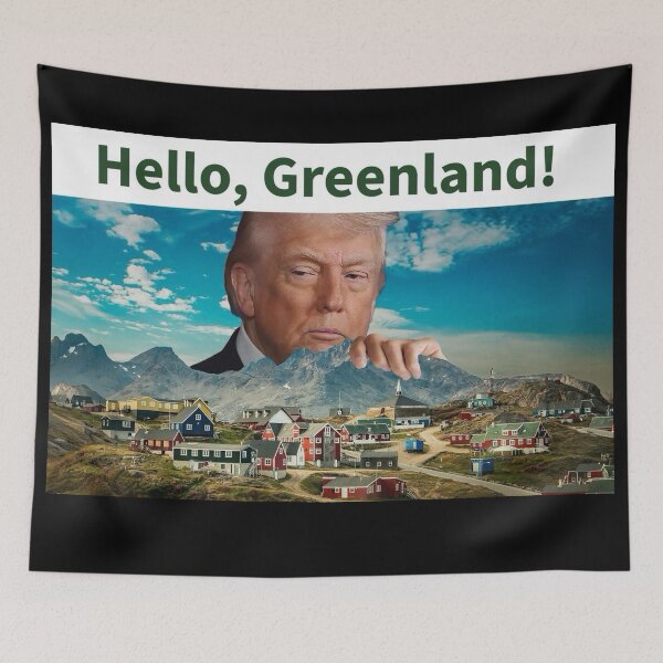 Item preview, Funny President Trump Hello Greenland Meme Retro Political designed and sold by NuralsArt.