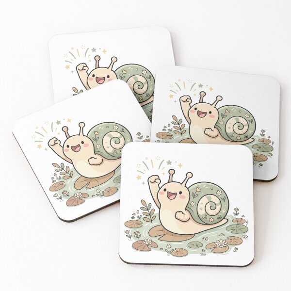 Item preview, Kawaii Happy Snail with Floral Shell | Cute Excited Snail Art | Chibi Snail Illustration | Cottagecore Snail Nature Print designed and sold by asadstudio88.