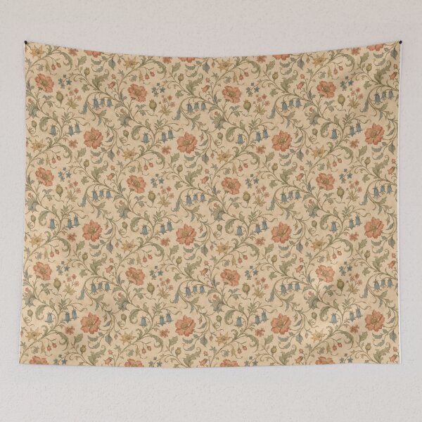 Item preview, Vintage Poppy and Bellflower Floral Pattern - Art Nouveau Botanical Design designed and sold by WabiSabiArts.