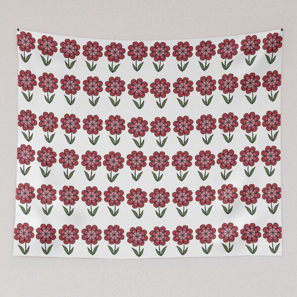 Item preview, Red retro flowers in a row designed and sold by Ailiida.