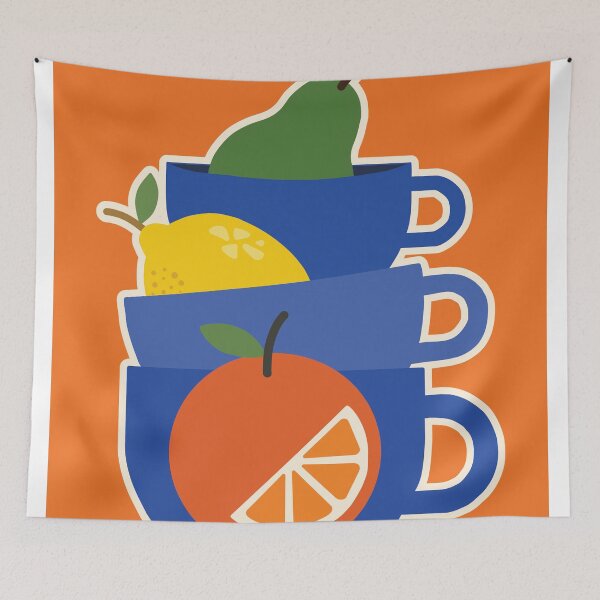 Item preview, Retro Fruit Citrus Teacups - Cozy Kitchen Wall Art designed and sold by AliAltinelArt.