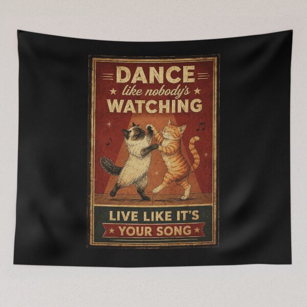 Item preview, Dancing Cats Vintage Stage Poster With Playful Music designed and sold by ferminhays.
