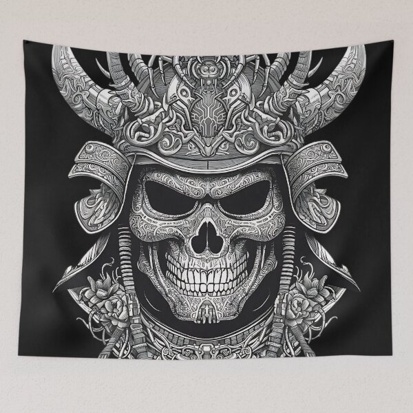 Item preview, Japanese Samurai Kabuto Skull Shogun Armor Engraving designed and sold by DarkOriginArts.