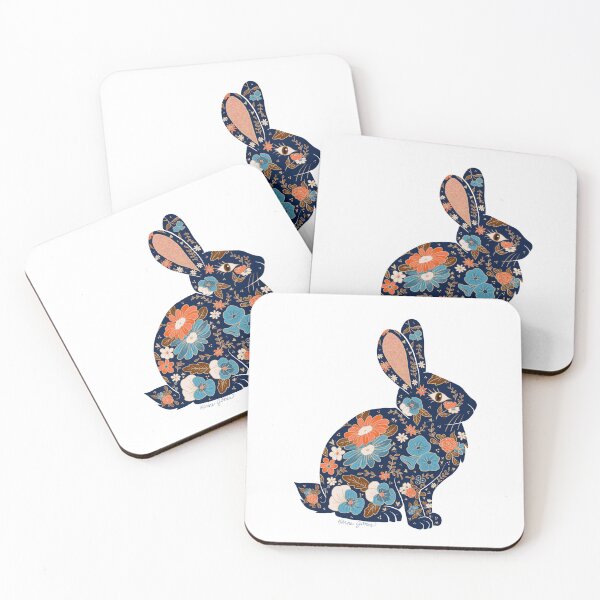 Item preview, Blue Floral Bunny Silhouette designed and sold by Karine Jones.