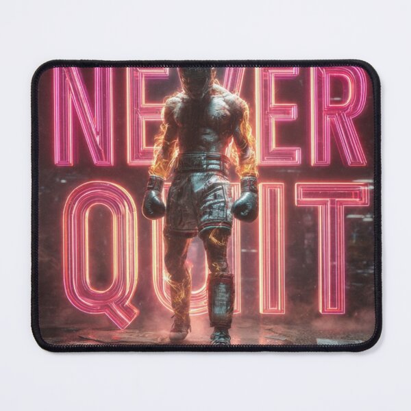 Item preview, Never Quit | Neon Boxing Fighter | Motivational Gym Fire Art | Boxing Motivation designed and sold by AiNaturalsOnly.