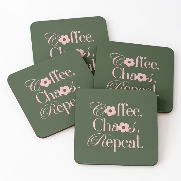 Item preview, Coffee Chaos Repeat - Pink and Green designed and sold by NitaBG.