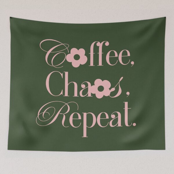 Item preview, Coffee Chaos Repeat - Pink and Green designed and sold by NitaBG.