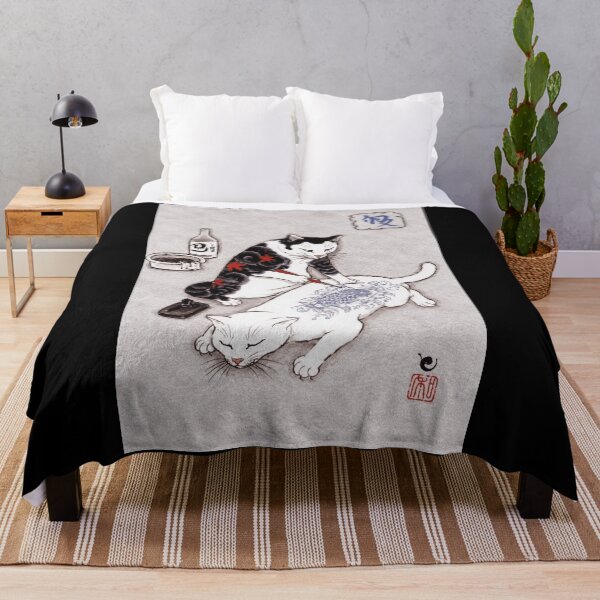 Item preview, Funny Cat Tattoo Artist Japanese Ukiyoe Koi Ink Illustration designed and sold by Modaozushi216.