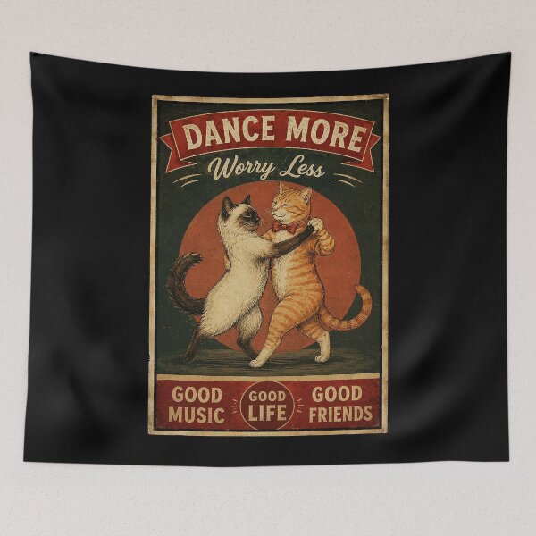 Item preview, Vintage Dancing Cats Art With Cozy Retro Music Hall Feeling designed and sold by ferminhays.