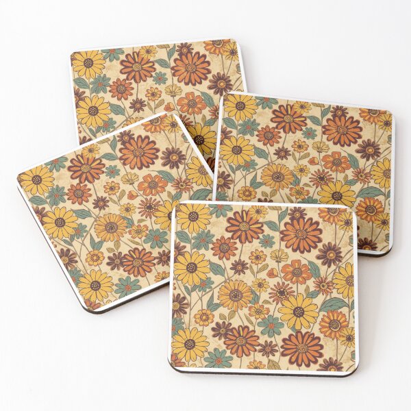 Item preview, Retro orange flowers designed and sold by uunaa.