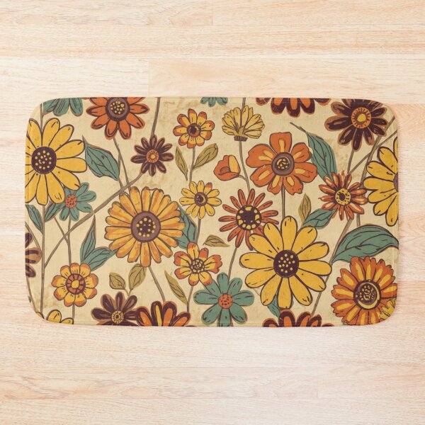 Item preview, Retro orange flowers designed and sold by uunaa.