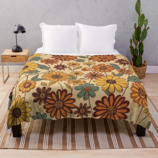 Item preview, Retro orange flowers designed and sold by uunaa.