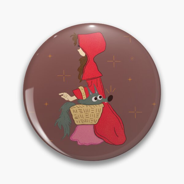 Item preview, Little Red — Fairy Tale Folk Art Illustration Red Riding Hood Wolf in Basket designed and sold by Whimsy Moth .