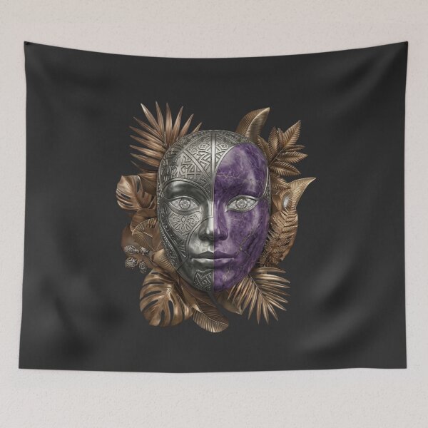 Item preview, Luxury Amethyst Mask Wall Art – Mythic Purple Fantasy Face Design designed and sold by MonaRose_Art.