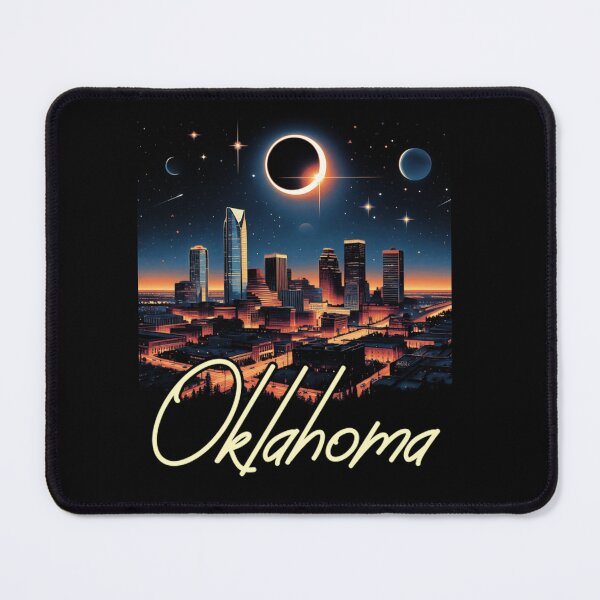Item preview, Oklahoma Solar Eclipse Skyline Graphic Poster Design Today designed and sold by JayiaGribbleu.