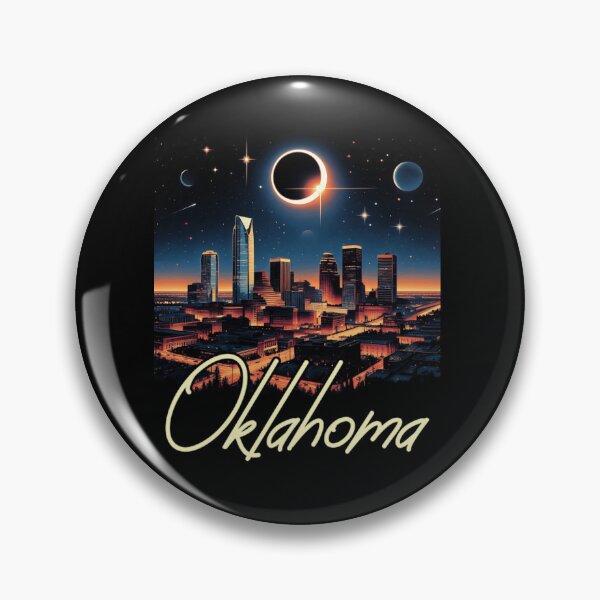 Item preview, Oklahoma Solar Eclipse Skyline Graphic Poster Design Today designed and sold by JayiaGribbleu.