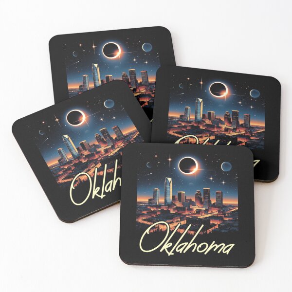 Item preview, Oklahoma Solar Eclipse Skyline Graphic Poster Design Today designed and sold by JayiaGribbleu.