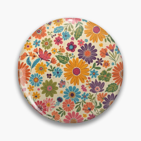 Item preview, Retro vibrant flowers designed and sold by uunaa.