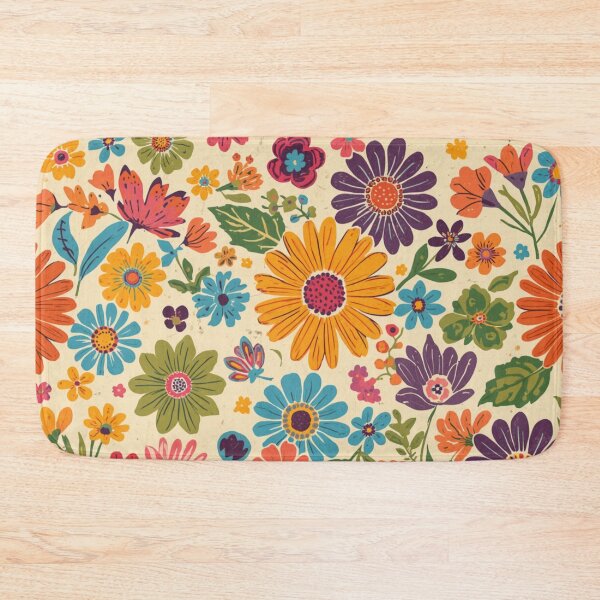 Item preview, Retro vibrant flowers designed and sold by uunaa.