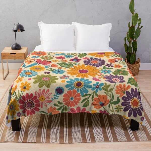 Item preview, Retro vibrant flowers designed and sold by uunaa.