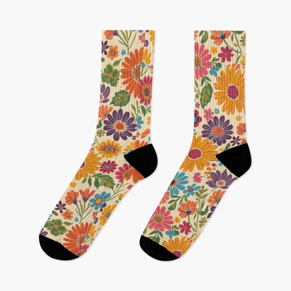 Item preview, Retro vibrant flowers designed and sold by uunaa.