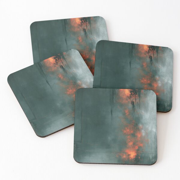 Item preview, Fiery Teal & Ember Explosion No.9 | Textured Abstract designed and sold by SlowRegardArt.