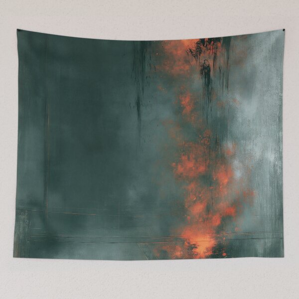 Item preview, Fiery Teal & Ember Explosion No.9 | Textured Abstract designed and sold by SlowRegardArt.