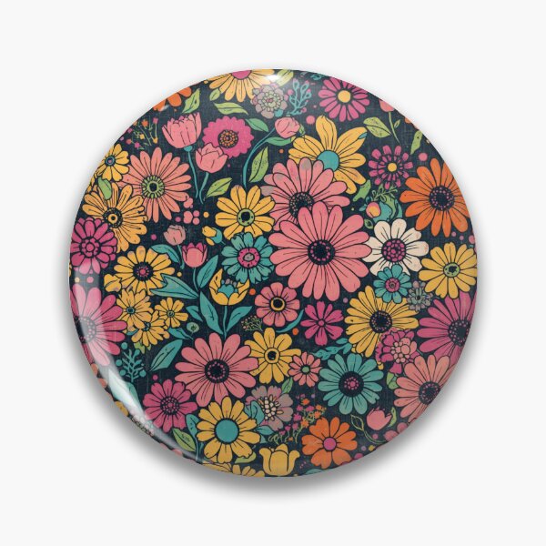 Item preview, Retro vibrant flowers designed and sold by uunaa.